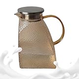 Glas Karaffe Mit Deckel | Getränkeservice mit gehämmertem Muster - 1.5L Spritzgeschützter Großer...