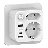 Aipsdo Doppelstecker für USB Steckdose, Mehrfachsteckdose mit 4 USB Netzstecker,USB...