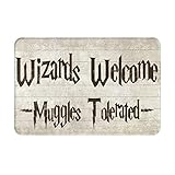 Bibilboi Wizards Fußmatte mit Aufschrift 'Welcome Muggles toleriert', rutschfest, saugfähig,...