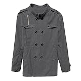 Cexiakong Wollmantel Herren Mittellanger Zweireiher Wintermantel Slim Fit Windbreaker Stehkragen...