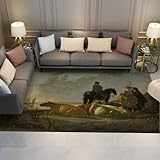 SHUODAOCO Teppiche für Wohnzimmer Schlafzimmer 180x240cm Vintage Riverside Pastoral Szene...