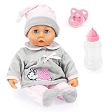 Bayer Design 93824BC Babypuppe interaktiv, Spielpuppe sprechend, weicher Körper, Schnuller,...
