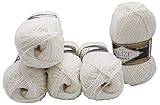 Alize Lanagold 5 x 100g Strickwolle mit 49% Wolle 500 Gramm Wolle einfarbig (Weiß (55))