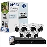 Lorex Fusion 4K PoE Außen-/Innen-Smart-Home-Überwachungskamera-System, 4 TB NVR, Weiß - 7 Dome...