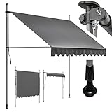 4smile Klemmmarkise Anthrazit 300 x 145 cm - Hochwertige Markise Balkon ohne Bohren - Effektiver...