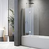 Duschwand für Badewanne 100x140 cm Badewannenfaltwand 2-teilig Faltbar 6mm ESG Glas Nano...