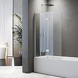 Duschwand für Badewanne 100x140 cm Badewannenfaltwand 2-teilig Faltbar 6mm ESG Glas Nano...