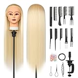 Trainingsköpfe, 28 inch Übungskopf Frisierkopf Friseur 100% Synthetikfaser-Haar Styling Kopf...
