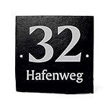 Hausnummernschild Hausnummer Schiefer mit Gravur - Ihre Hausnummer & Straßenname | Türschild...