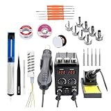 750W Lötstation 2 IN 1 Heißluftpistole LCD Dual Digital Display Elektrischer Lötkolben SMD...