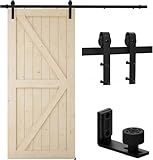 TSMST 200cm Schiebetürsystem Komplett-Set für Schiebetüren mit Bodenführung Schwarz Schienen-Kit...