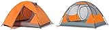 Festival Kuppelzelt 2 Person Familie Camping Zelt mit Reißverschluss Doppeltüre und Tragetasche...