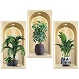 milaosk 3 Stück 3D Wandaufkleber Pflanzen,Grüne Wandtattoo Wohnzimmer Modern 30 * 60cm...