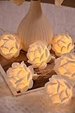 FLCSIed Vintage weiße Rosen-Lichterkette, 1 m, 10 LEDs, betrieben durch AA-Batterie (nicht im...