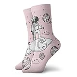 Fabulous_Woo Astronaut Socken mit Raketenplaneten-Socken, Sportsocken, Laufen, Sport, Tube Socken,...