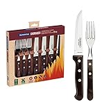 Tramontina Steakbesteck 'Gaucho', Set 8-teilig, mit 4 Steakmessern und 4 Steakgabeln, Edelstahl,...