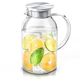 Arendo - 2.3L Glaskaraffe mit Deckel aus Edelstahl – Karaffe aus Glas - hitzebeständig bis...