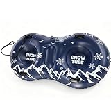 Aufblasbarer Snow Tube für 2 Personen - Doppelsitz Schlauchschlitten mit Sicherheitsgriffen,...
