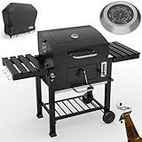 ONBEST Holzkohlegrill mit Grillrost aus Gusseisen – PLUS Abdeckung - XXL BBQ Grill mit Deckel –...