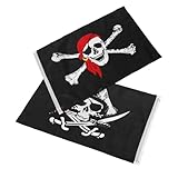 TOYANDONA 2 Stück Halloween Piratenflaggen mit Schädel Design Dekorative Fahnen für Halloween...