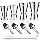 Mexgcom 4 Stück Cocktail Messbecher, Edelstahl Barmaß, 3cl/4cl/5cl/6cl Doppelmaß Jigger mit 4...