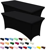 Utopia Kitchen Spandex Tischdecke 2 Pack [4FT, Schwarz] Enge, Passgenaue, Waschbar und Faltenfrei...