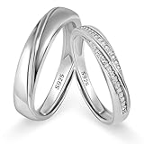 Meissa 2 Paar Ringe für Damen und Herren 925 Sterling Silber Eheringe passende Versprechen Ringe...