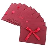 Artibetter Bunte 10 Stück Briefumschläge mit Schleife Verdicktes Papier Rot Klein für Grußkarten...