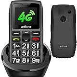 artfone 4G Seniorenhandy mit Notruftaste, Ladestation & Großtasten – Ohne Vertrag, Dual-SIM, 1800...