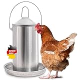 DESCENA® Hühnertränke Metall 4 Liter: Hühner Wasserspender / Wassertrog I Hühner Tränke Stahl...