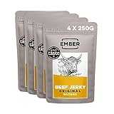 Ember Snacks – Biltong Beef Jerky (250 g x 4 Orginal) Proteinreich, kalorienarm. Fettarmer, Snack...