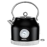 Wasserkocher Edelstahl Retro, Wasserkocher Mit Thermometer 1,7L, BPA frei, Wasser Teekocher mit...