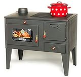 Kaminofen mit Backfach und Herdplatte 93933 7,5 kW Kamin Gartenofen Küche Outdoor Ofen Holz