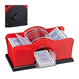 Relaxdays 10031555 Kartenmischmaschine, 2 Decks, Kurbel, manuelles Mischgerät für Spielkarten bis...