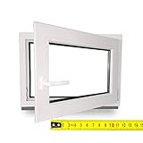 Kellerfenster - Kunststoff - Fenster - weiß - BxH: 80X55 cm - DIN Rechts - 2-Fach Verglasung -...