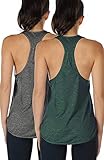 icyzone Yoga Sport Tank Top Damen Racerback Lauftop Fitness Running Shirt Oberteile, 2er Pack (L,...