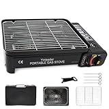 Tragbarer Gasgrill Camping Grill Set mit Grill pan BBQ Netz Mit einem Clip Eisenstock - Tragbare...