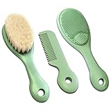 MolYuan 3PCS Baby Haarbürste und Kamm Set für Newborns & Toddlers- Soft Goat Bristle Hair Brush,...