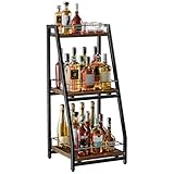 Nuovoware 3-Tier Abgestufte Liquor Cabinet Mini Bar, Weinregal Freistehend Boden für Whiskey, Ecke...