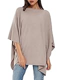 PULI Damen Pullover Poncho Elegant Viskose Strick Locker sitzend Poncho Schal