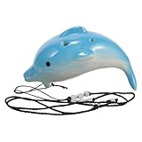 Alipis Niedliche Kleine Keramik Delfin Okarina 6 Loch Mittelton Anfänger Blasinstrument für Reisen...