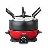 H.Koenig Elektrisches Fonduegerät mit 6 Gabeln 2L Edelstahl ALP1800, Fondue-Set Schokolade Käse...