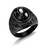 Dochais Tolles Geschenk für Männer,Schmuck Herren-Ring aus Edelstahl,Ring Schwarz Herren Edelstein...