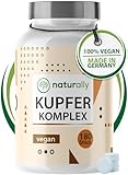 naturally 2mg Kupfer Tabletten - 180 Tabletten, Komplex mit Kupferbisglyzinat, Kupfergluconat und...