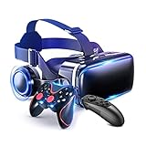 VR Brille für iPhone Handy, Virtual Reality Brille Headset mit Bluetooth Fernbedienung für 3D Film...