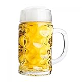 Van Well Maßkrug 1 Liter geeicht | großer Bierkrug mit Henkel | Bierglas spülmaschinenfest...