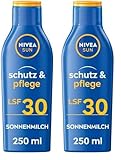 NIVEA SUN Schutz & Pflege Sonnenmilch LSF 30 (250 ml), Sonnencreme für 48h Feuchtigkeit, sofortiger...