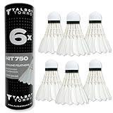 Talbot-Torro HIT 750 Naturfederball – 6er Dose – echte weiße Federn, Kork-Kopf – langsame...