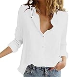 Musselin Blusen & Tuniken für Damen Elegant Leinenbluse Blusenshirt Hemdbluse Langarmshirt Lässig...