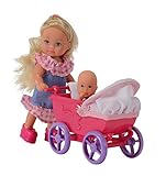 Simba 105736241 - Evi Love Doll Walk, 2-sort., Evi Puppe mit Babypuppe, mit Puppenwagen, inklusive...